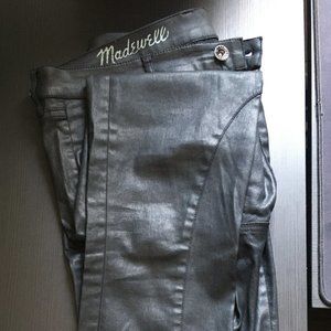 Madewell - Black Coated Cropped Moto Jeans (Size 28)